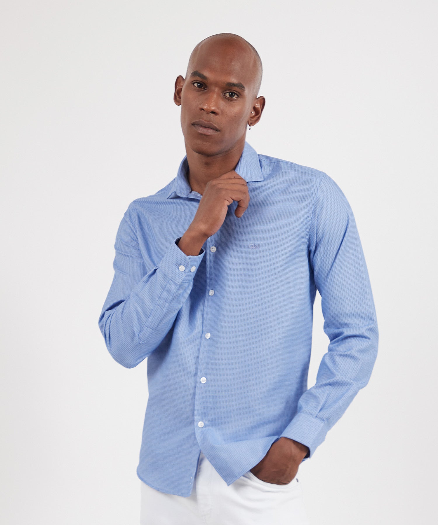 Camisa social slim azul sales